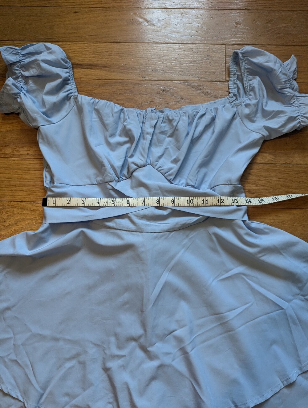 Blue Off The Shoulder Ruffle Romper - Picture 8 of 9